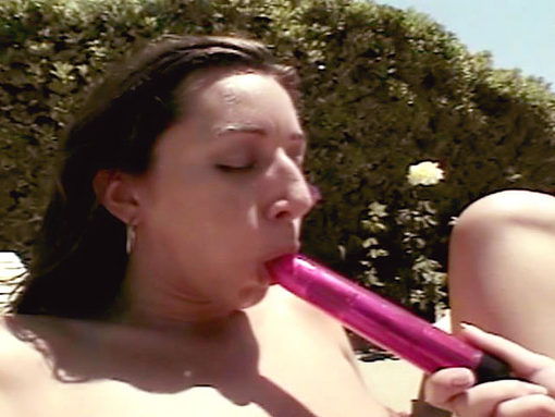 Two babes get wild by the swimming pool!