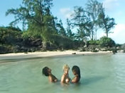 3 beautiful castaways on a desert island.  sex video