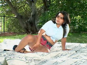 Exhibitionism for a beautiful brunette babe in the garden! xxx video