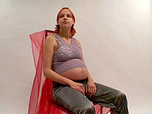 Rousse enceinte et gros vibro joueur