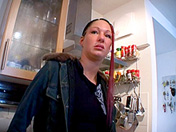 With a bit of insistence, she comes over to a guy's place and obeys him!